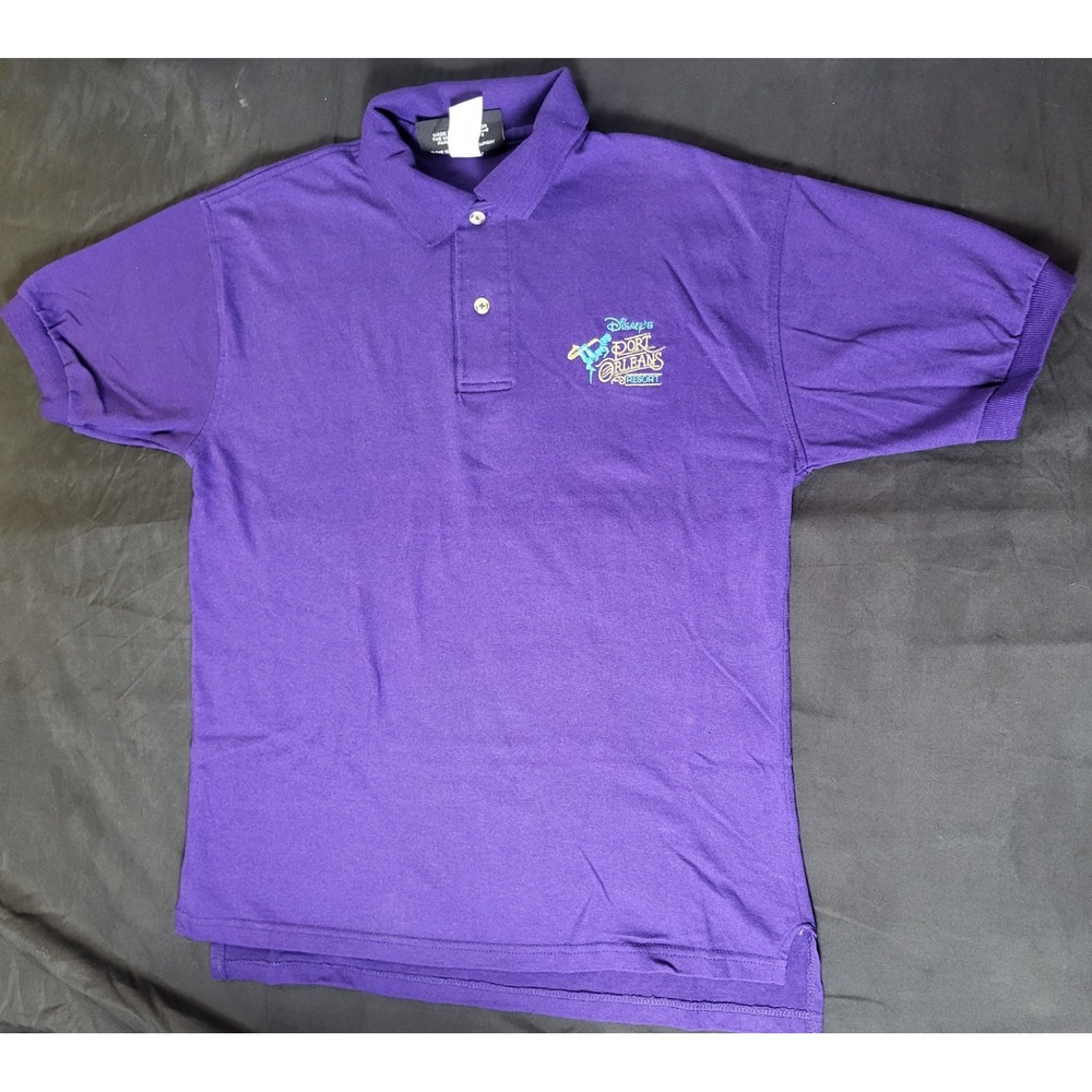 Vintage 90s Disney Originals Port Orleans Resort Polo Shirt Purple Cotton sz S
